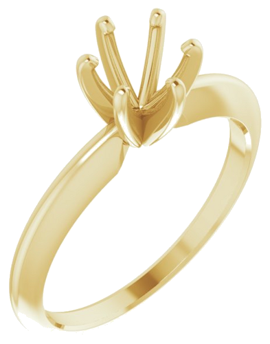 14K Yellow 5.7-6 mm Round 6-Prong Comfort-Fit Solitaire Ring Mounting (1)