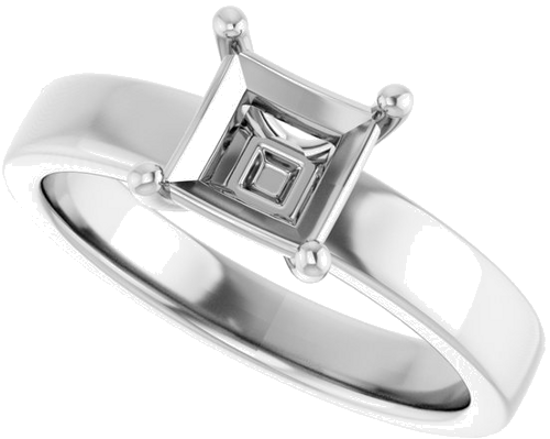 14K White 5.5 mm Square Solitaire Engagement Ring Mounting (5)