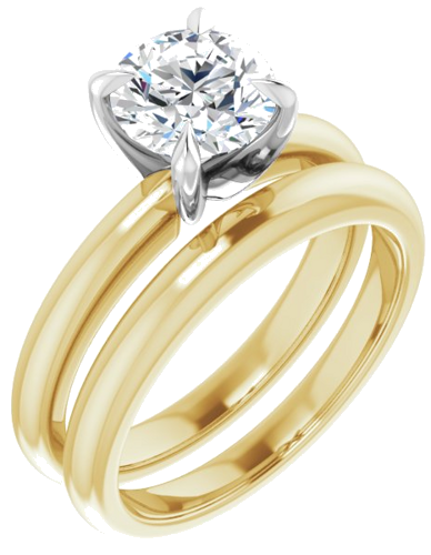 14K Yellow White 7 mm Round Solitaire Engagement Ring Mounting (6)