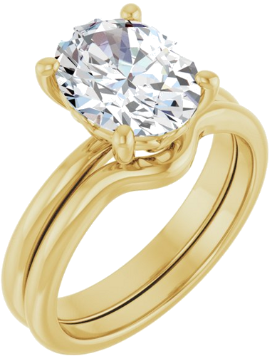 Sužadėtuvių Žiedas „Solitaire“ 585 Geltonojo Aukso Oval 10mm x 8mm (6)