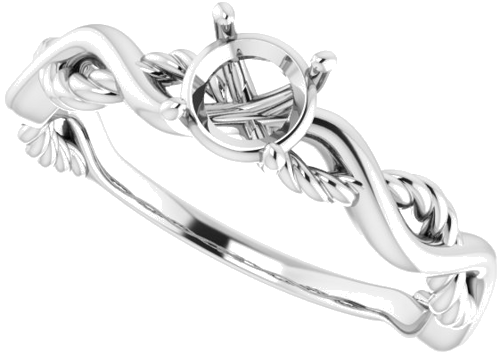 Sužadėtuvių Žiedas „Infinity-Inspired“ 585 Baltojo Aukso Round 5.2mm (5)