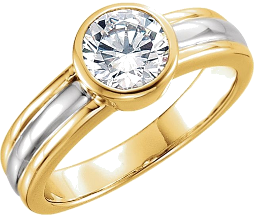 14K Yellow   White 7 mm Round Bezel-Set Solitaire Engagement Ring Mounting (3)