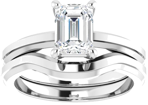 Sužadėtuvių Žiedas „Solitaire“ 585 Baltojo Aukso Emerald 7mm x 5mm (8)