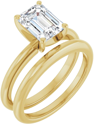 14K Yellow  8x6 mm Emerald Solitaire Engagement Ring Mounting (6)