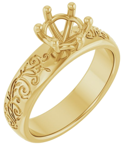 14K Yellow 6.5 mm Round Solitaire Engagement Ring Mounting (1)
