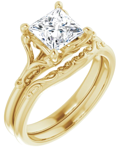 14K Yellow 6 mm Square Solitaire Engagement Ring Mounting (6)