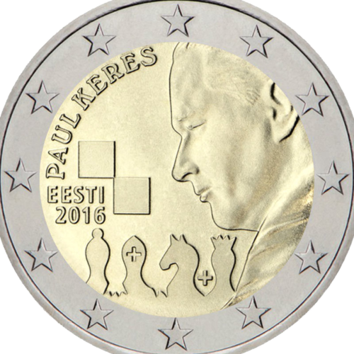 2016 Эстония 100 лет со дня рождения Пауля Кереса монета 2 евро (2)