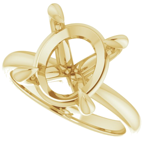 18K Yellow  12x10 mm Oval Solitaire Engagement Ring Mounting (5)
