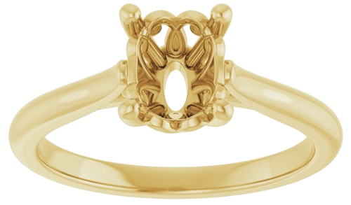 14K Yellow 8x6 mm Oval Solitaire Engagement Ring Mounting (3)