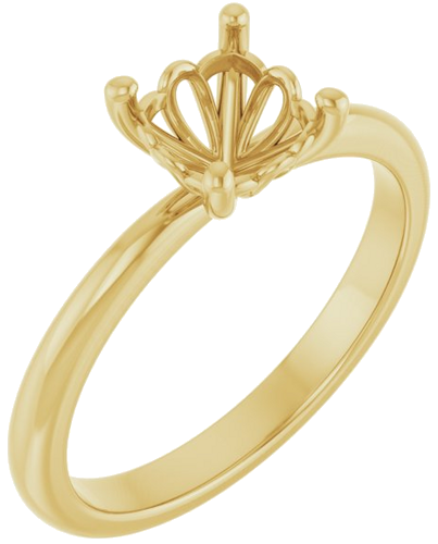 14K Yellow 6 mm Cushion Solitaire Engagement Ring Mounting (1)