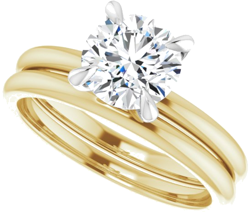 Sužadėtuvių Žiedas „Solitaire“ 585 Baltojo Ir Geltonojo Aukso Round 7mm (9)