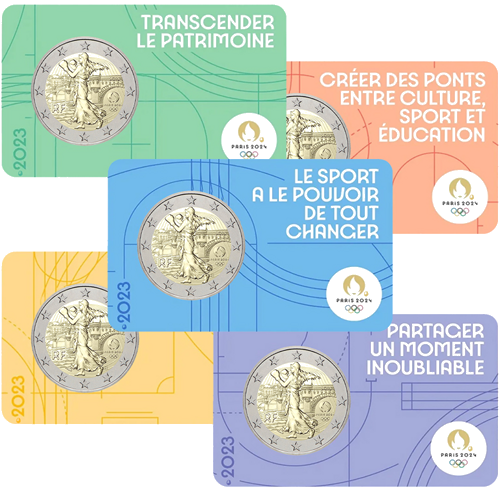 2023 Франция 2 евро монета BU Олимпийски игри Париж 2024 (1)
