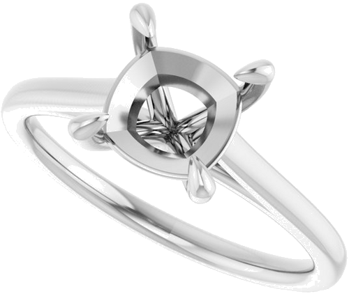 14K White  7 mm Cushion Solitaire Engagement Ring Mounting (5)