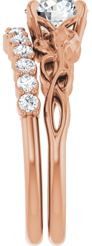Sužadėtuvių Žiedas „Nature-Inspired“ 585 Rožinis Aukso Round 6.5mm (9)