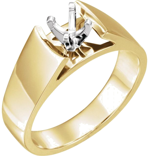 14K Yellow White 6 mm Round Engagement Ring Mounting (1)