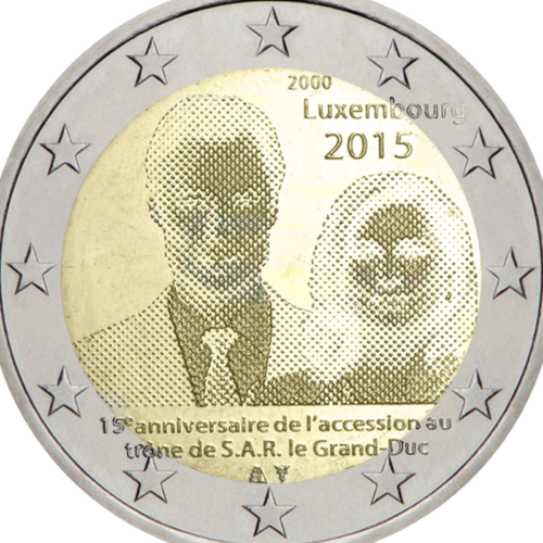 2015 Liuksemburgas Henri 15-lika metų soste 2 eur moneta (2)