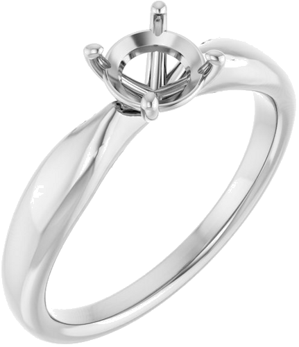 14K White  5.8 mm Round Solitaire Engagement Ring Mounting (1)