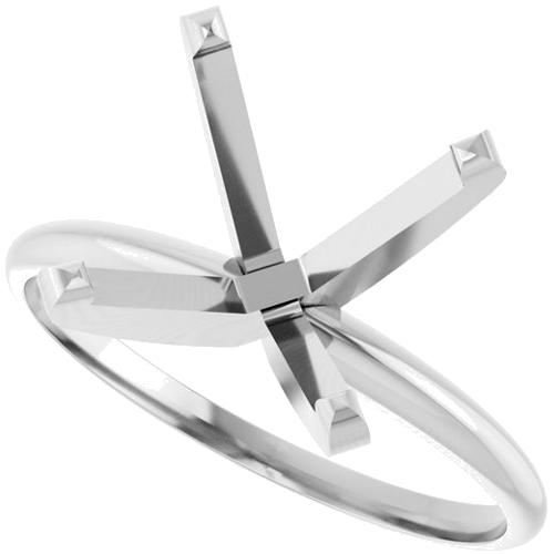 14K White 8 x 8 mm Square Ultra-Lightweight Solitaire Engagement Ring Mounting (5)