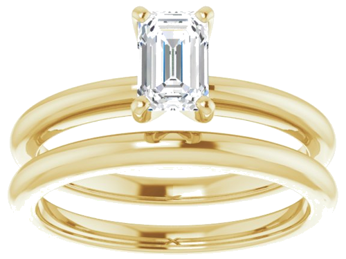 Sužadėtuvių Žiedas 14k yellow gold Emerald 6mm x 4mm (8)