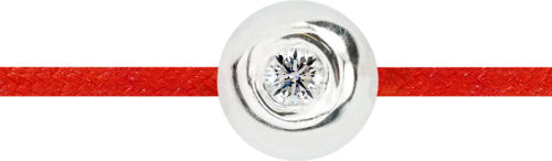 Гривна от червен конец с златно мънисто и брилянт (2)