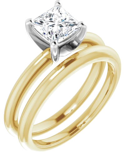 Sužadėtuvių Žiedas „Solitaire“ 585 Baltojo Ir Geltonojo Aukso Square 5.5mm (6)