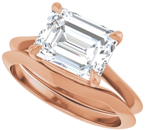 10K Rose 9x7 mm Emerald Solitaire Engagement Ring Mounting (10)