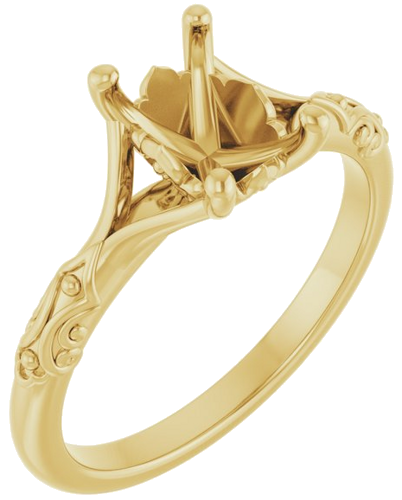 14K Yellow 7x5 mm Emerald Solitaire Engagement Ring Mounting (1)