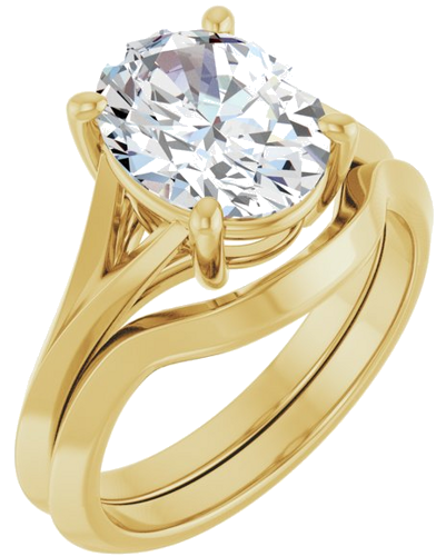 Sužadėtuvių Žiedas „Solitaire“ 585 Geltonojo Aukso Oval 10mm x 8mm (6)