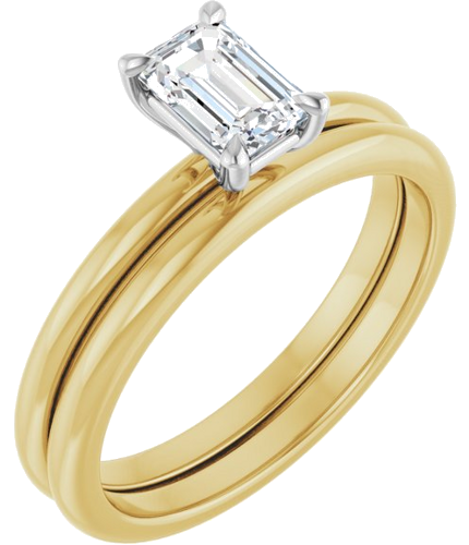 Sužadėtuvių Žiedas 585 Baltojo Ir Geltonojo Aukso Emerald 6mm x 4mm (6)