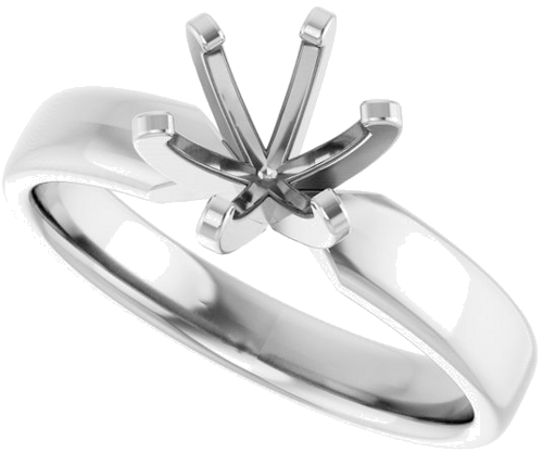14K White 6.5 mm Round Solitaire Engagement Ring Mounting (5)
