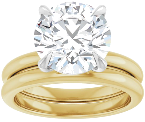 14K Yellow White 10 mm Round Solitaire Engagement Ring Mounting (5)