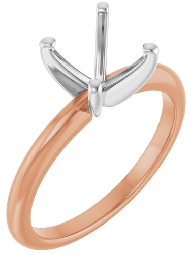 14K Rose   White  8 mm Round Solitaire Engagement Ring Mounting (1)