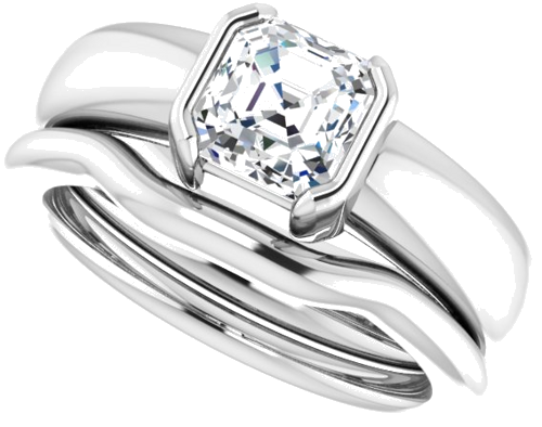 Sužadėtuvių Žiedas „Half Bezel Solitaire“ 585 Baltojo Aukso Asscher 6mm (10)