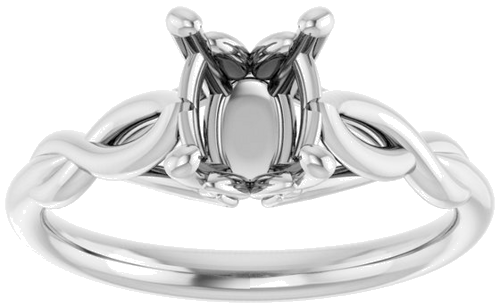 14K White  8x6 mm Oval Solitaire Engagement Ring Mounting (3)