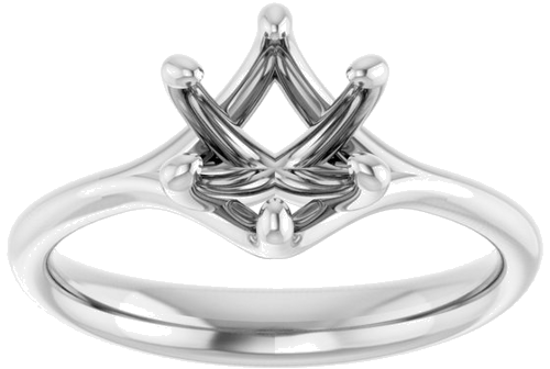 14K White 7 mm Round Engagement Ring Mounting (3)