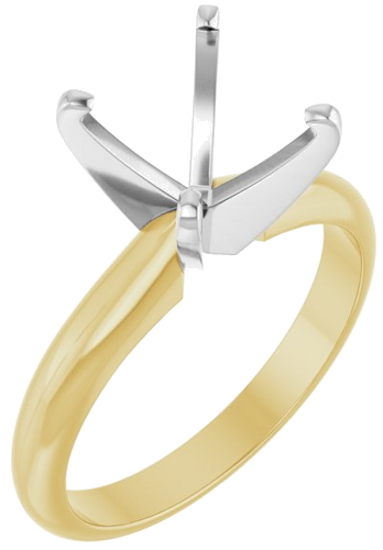 14K Yellow White 7x7 mm Square 4-Prong Light Solitaire Engagement Ring Mounting (1)