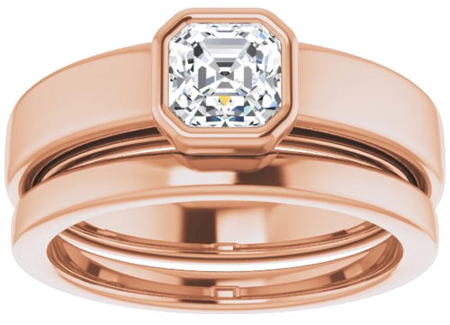 14K Rose  5 mm Asscher Solitaire Engagement Ring Mounting (8)