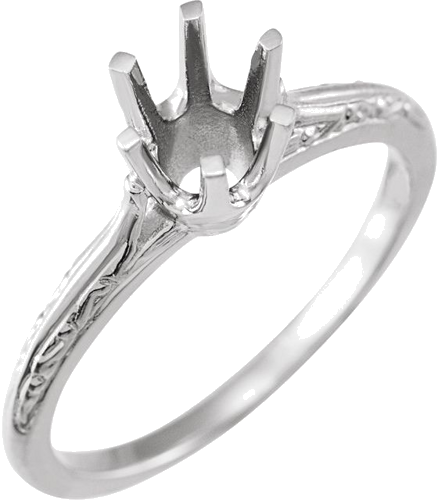 Sterling Silver 5.8 mm Round Engagement Ring Mounting (1)