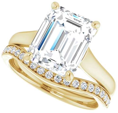 Sužadėtuvių Žiedas „Solitaire“ 585 Geltonojo Aukso Emerald 10mm x 8mm (10)