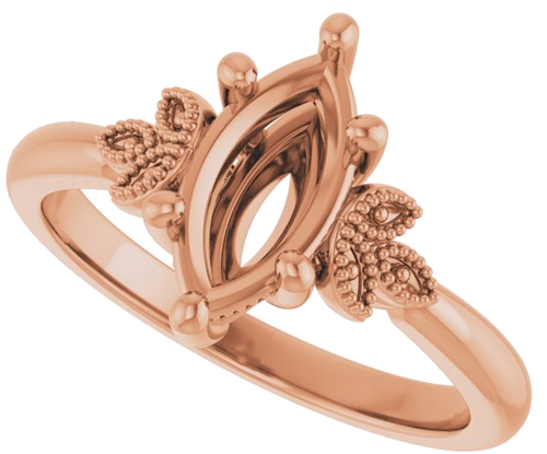 10K Rose 10x5 mm Marquise Solitaire Engagement Ring Mounting (5)