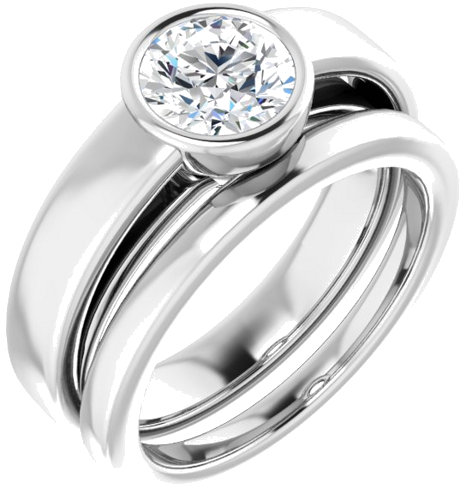 Sužadėtuvių Žiedas „Bezel-Set Solitaire“ 585 Baltojo Aukso Round 6.5mm (6)