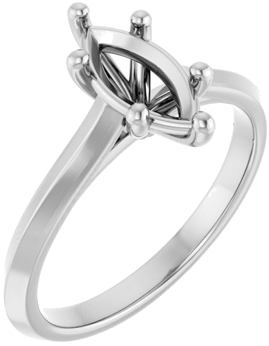 10K White 10x5 mm Marquise Solitaire Engagement Ring Mounting (1)