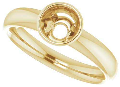 Sužadėtuvių Žiedas „Bezel-Set Solitaire“ 750 Geltonojo Aukso Round 5.5mm (5)