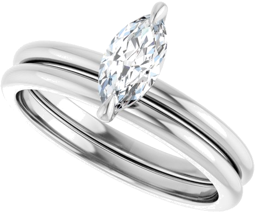 Sužadėtuvių Žiedas „Solitaire“ 585 Baltojo Aukso Marquise 8mm x 4mm (10)