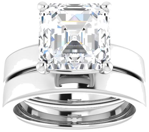 14K White 9 mm Asscher Solitaire Engagement Ring Mounting (8)