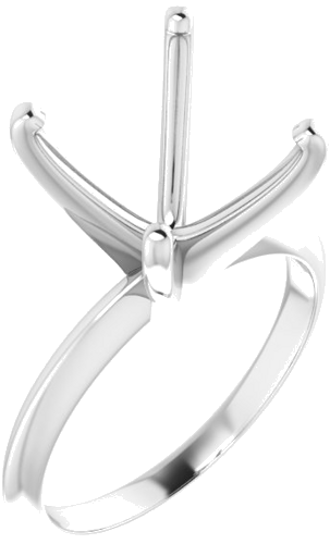 14K White 11-11.4 mm Round 4-Prong Light Solitaire Ring Mounting (1)