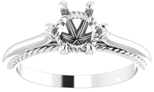 14K White 6.5 mm Round Solitaire Engagement Ring Mounting (3)