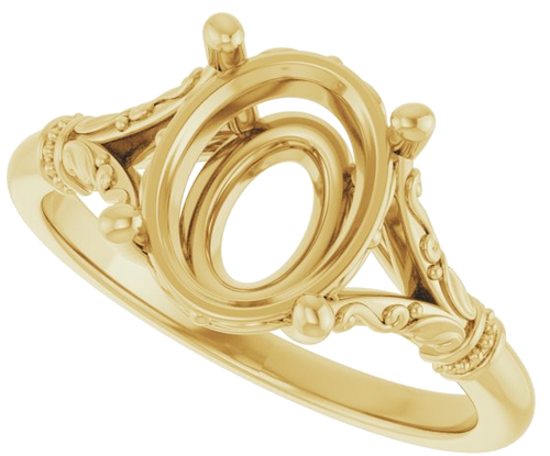 Sužadėtuvių Žiedas „Split Shank“ 585 Geltonojo Aukso Oval 10mm x 8mm (5)