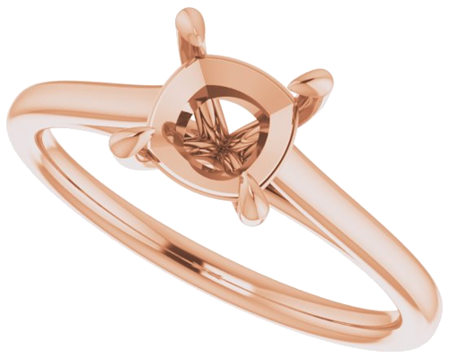 14K Rose  6 mm Cushion Solitaire Engagement Ring Mounting (5)