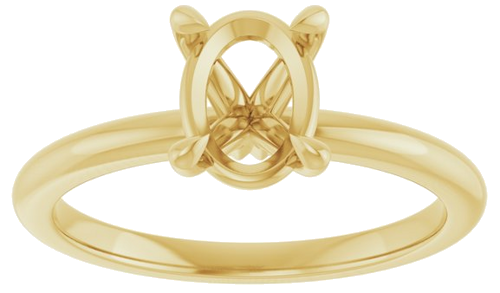 14K Yellow 8x6 mm Oval Solitaire Engagement Ring Mounting (3)